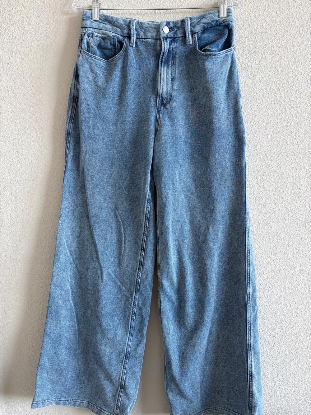 Good American Wide Leg Jeans Size 10 / 30 Light Wash Blue Denim Trousers